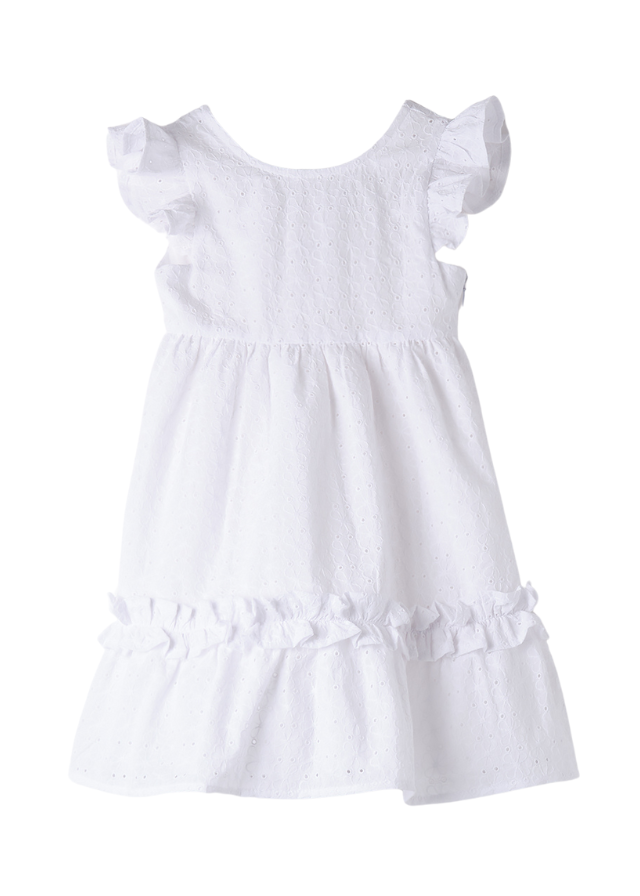 Rochie Alba din Bumbac Broderie Sparta fara Maneci 0.B339/00 Sarabanda