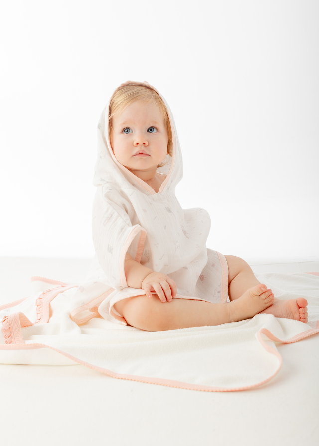 Poncho din Muselina Crem cu Somon AC25513 Andywawa