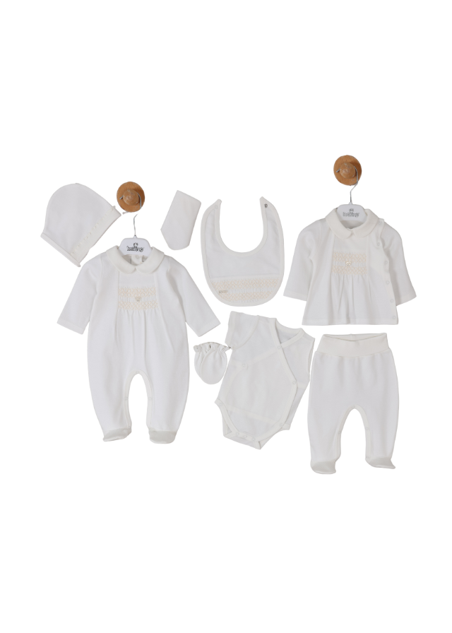 Set 10 Piese Maternitate Salopeta Bumbac Roz cu Guler 3506 Leo King