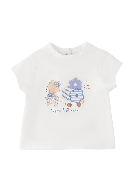 White Short-Sleeved T-Shirt Bear Print 3.G730/00 Miniband