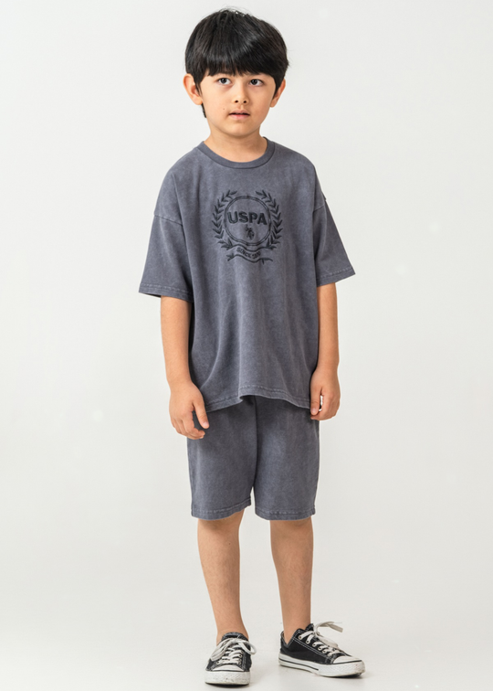 2 Piece Oversize T-Shirt and Shorts Set Gray US2436-G V1 Us Polo Assn