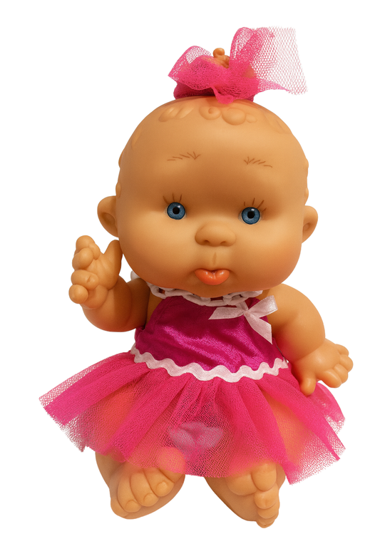 Papusa Parfumata cu Rochita Tull Ciclamen - 26 cm - 0444 - Nines