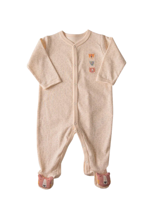 Salopeta Lunga Bej cu Capse cu Tigrii pe Bostosi S60532 Kitikate