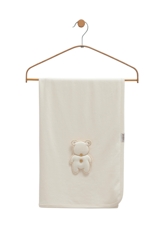 Pled Bumbac Bej cu Urs 80 x 90 cm BTE1472 Mell Sweet Baby