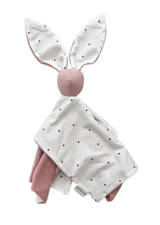 Jucarie Atasament Iepuras Roz Pudra cu Picouri Dots&Powder Pink 1090-1001-1 Dada&Rocco