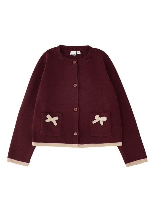 Cardigan Tricotat Grena cu Funde pentru Fete 4.H322/00 – iDO