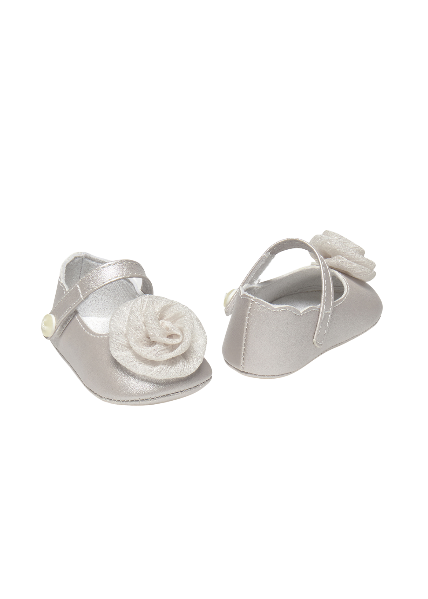 Balerini Ivory Sidefati cu Floare Organza 9960 Mayoral