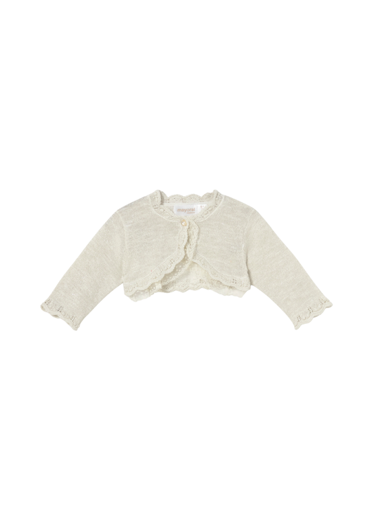 Bolero Tricotat Bej Auriu cu Dantela 1301 Mayoral