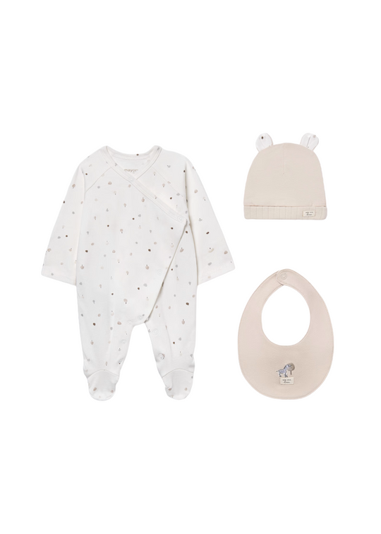 Set of 3 Pieces Long Fes Overalls and Beige Bib 9979 Mayoral