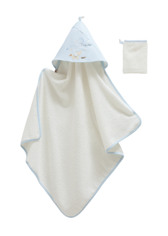 Prosop Bumbac cu Capison Bleu cu Elefant BSU2027 Mell Sweet Baby