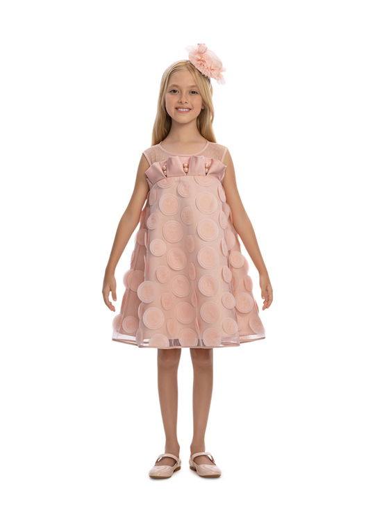 Rochie Ceremonie Roz Pudra cu Cercuri 3D 36009PR Pamina