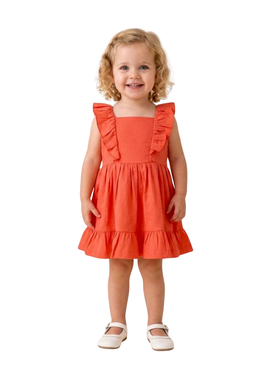 Rochie Corai Fara Maneci cu Volane pe Bust 16870 Bebus
