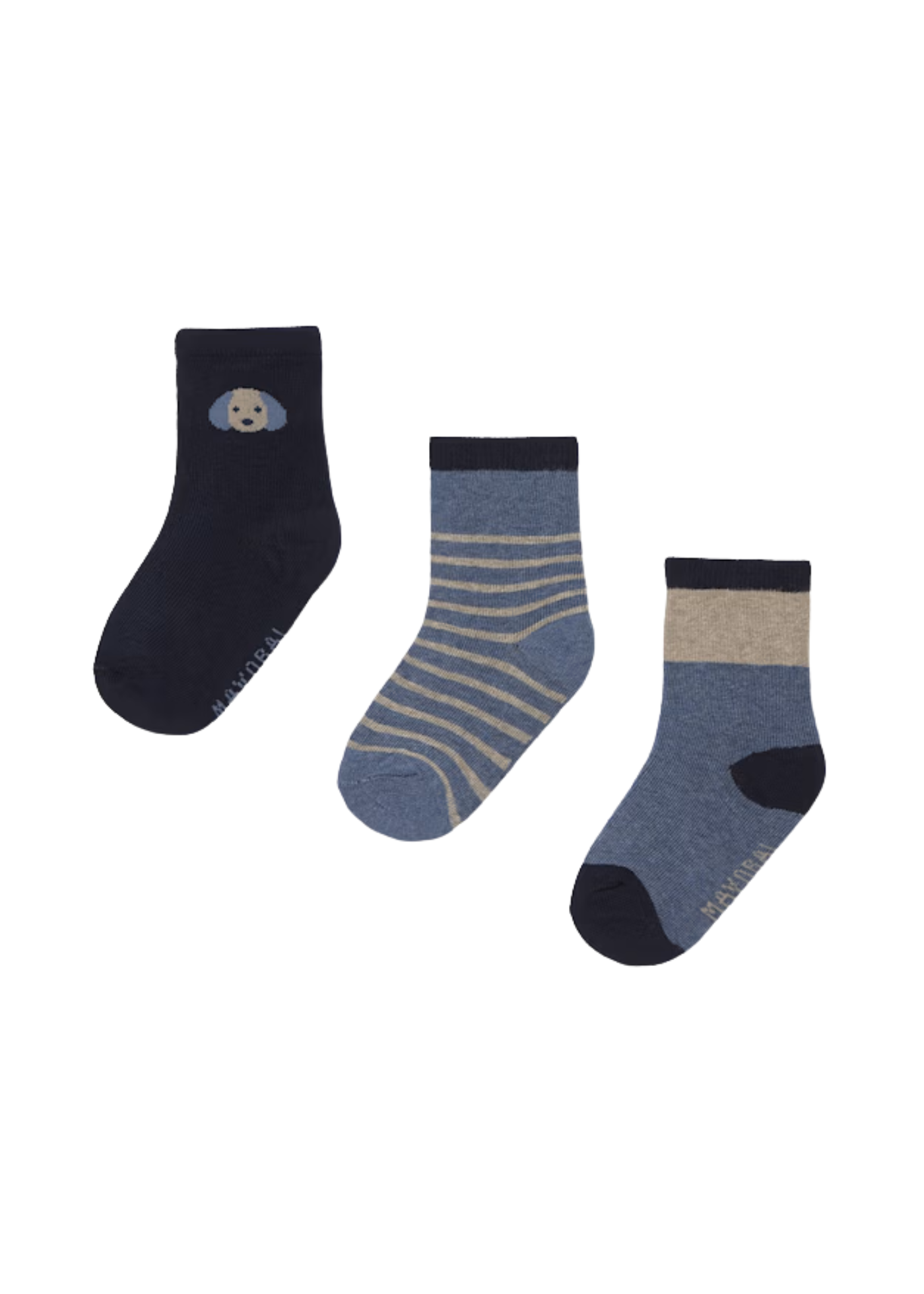Set 3 Perechi de Sosete Bleumarin cu Bej cu Catel 10009 Mayoral