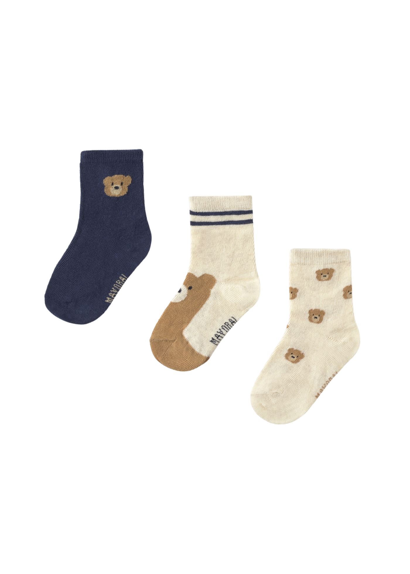 Set 3 Perechi de Sosete Bej cu Bleumarin cu Ursi 10008 Mayoral
