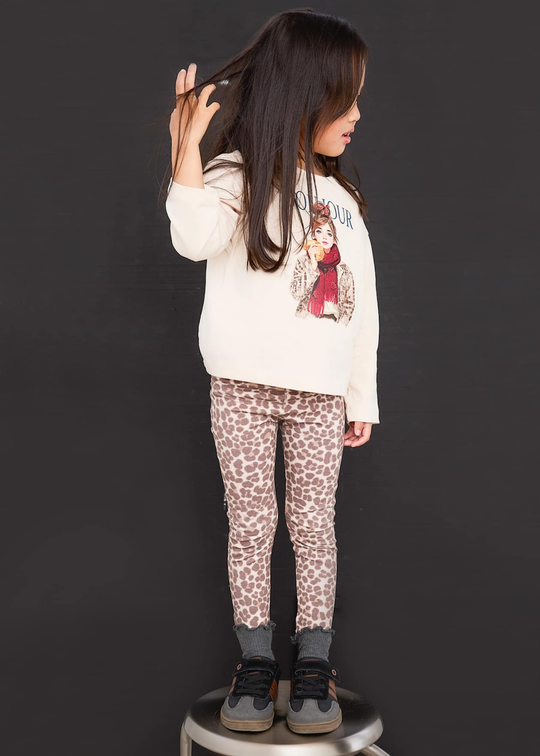 Set 2 Piese Bluza Bej si Colanti cu Animal Print pentru Fete – Mayoral