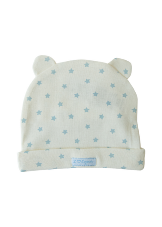Cream Organic Cotton Headband with Blue Stars S31221 KitiKate