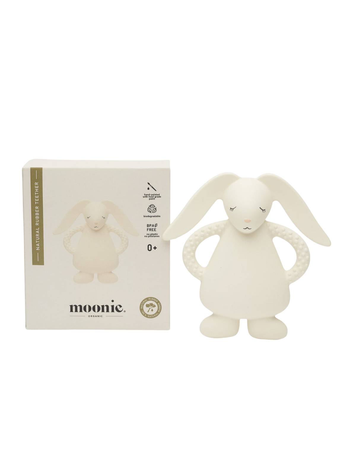 Moonie Natural Latex Bunny Teething Toy Pure Natural Bunny Cream