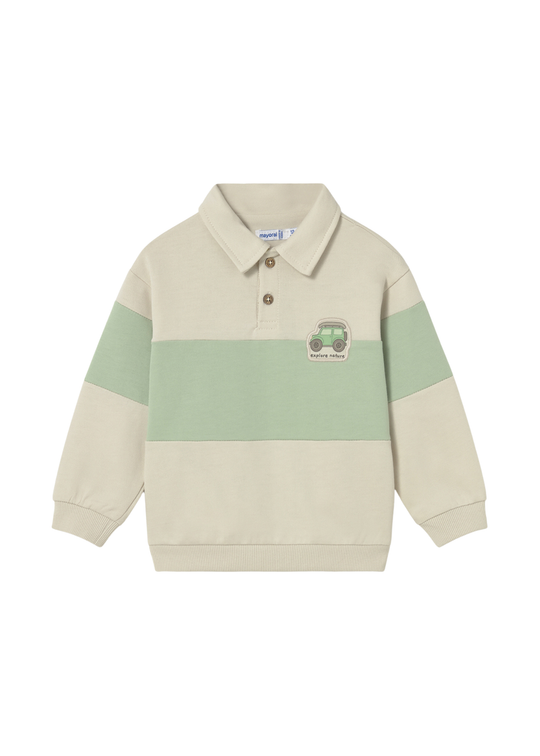 Bluza Polo cu Maneca Lunga Bej cu Verde 1401 Mayoral