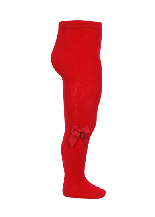 Red Cotton and Nylon Tights with Ribbed Bow 24821 Condor