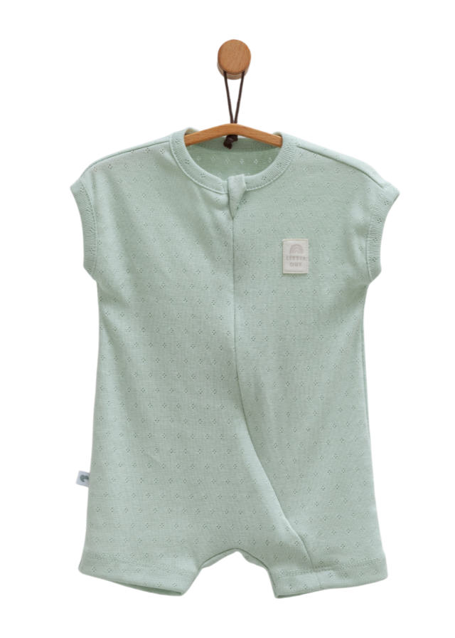 Salopeta Scurta Verde Bumbac Perforat cu Fermoar Move Boy TE1709 Mell Sweet Baby