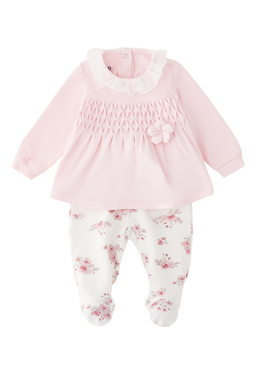 Set 2 Piese Bluza Roz si Pantaloni cu Imprimeu Flori 4.G075/00 iDO