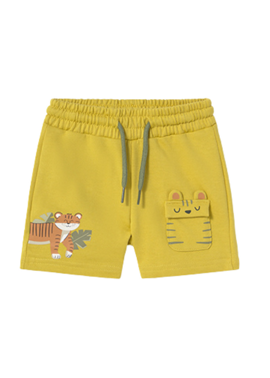 Yellow Sports Shorts with Drawstring Waist with Tiger 1242 Mayoral