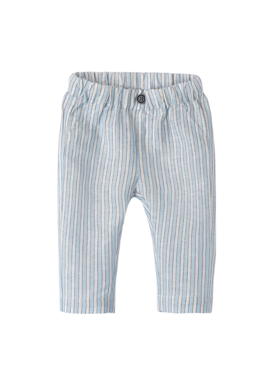 Long Pants with Blue and White Stripes in Linen with Cotton 8091 iDO