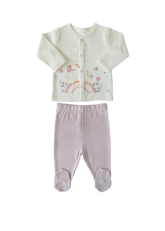 Set 2 Piese Crem cu Lila cu Gasca S59188 Kitikate