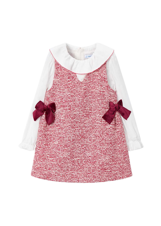 Rochie Tip Sarafan Stofa Rosie cu Maneci si Guler Camasa Ivory 4990 Mayoral