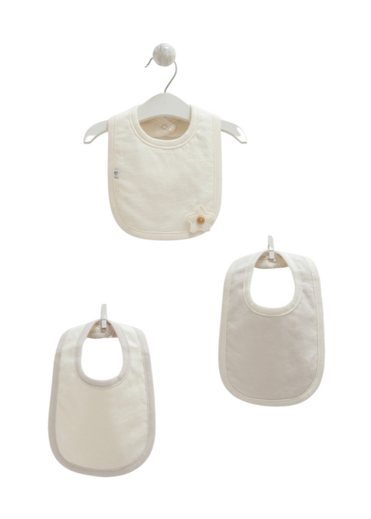 Set of 3 Cream Cotton Bibs 1169 Mell Sweet Baby