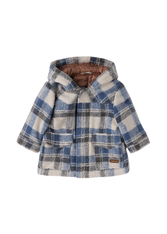 Palton Stofa Carouri Crem cu Albastru 3.F668/00 Minibanda