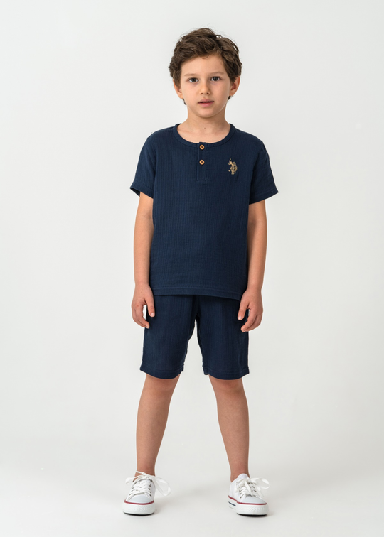 2-Piece Navy Muslin T-Shirt and Shorts Set US2439-G V4 Us Polo Assn