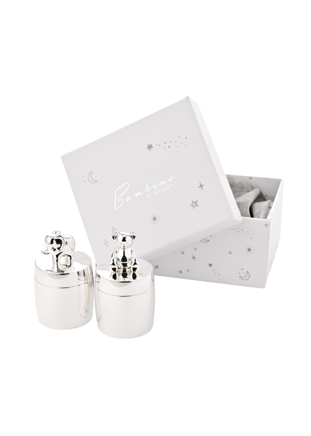 Set 2 Casete Argintate Prima Suvita si Primul Dinte cu Elefant si Urs BM303 Bambino by Juliana