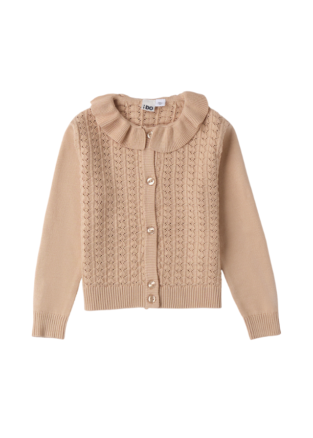 Cardigan Tricotat Bej cu Nasturi 4.B324/00 iDO