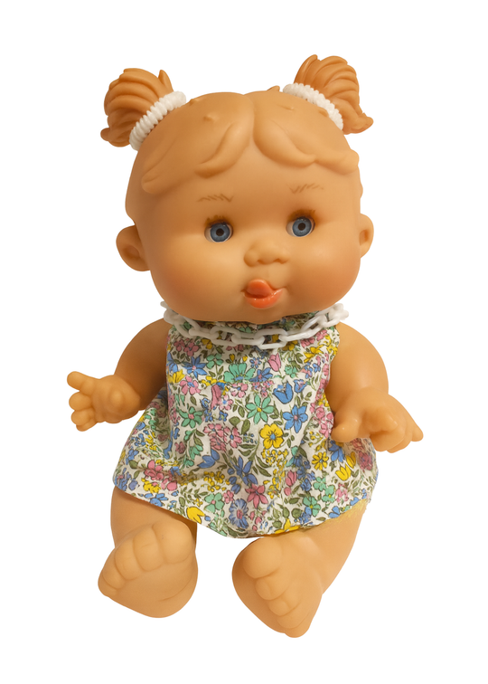 Papusa Parfumata cu Rochita Verde Imprimeu Floricele - 26 cm - 0439 - Nines