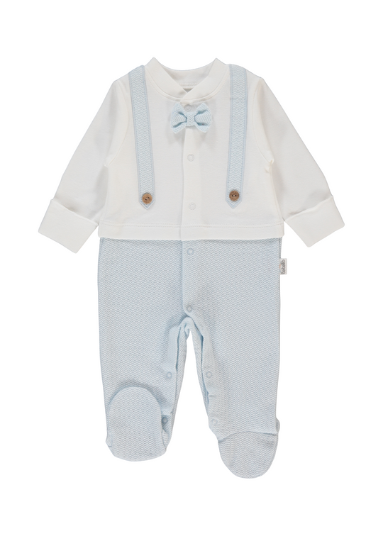 Salopeta Lunga Crem cu Bleu Baby King T4030 Bebetto