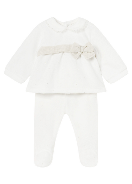 Set of 2 pieces Velor Cream Blouse and Pants 2506 col 50 Mayoral