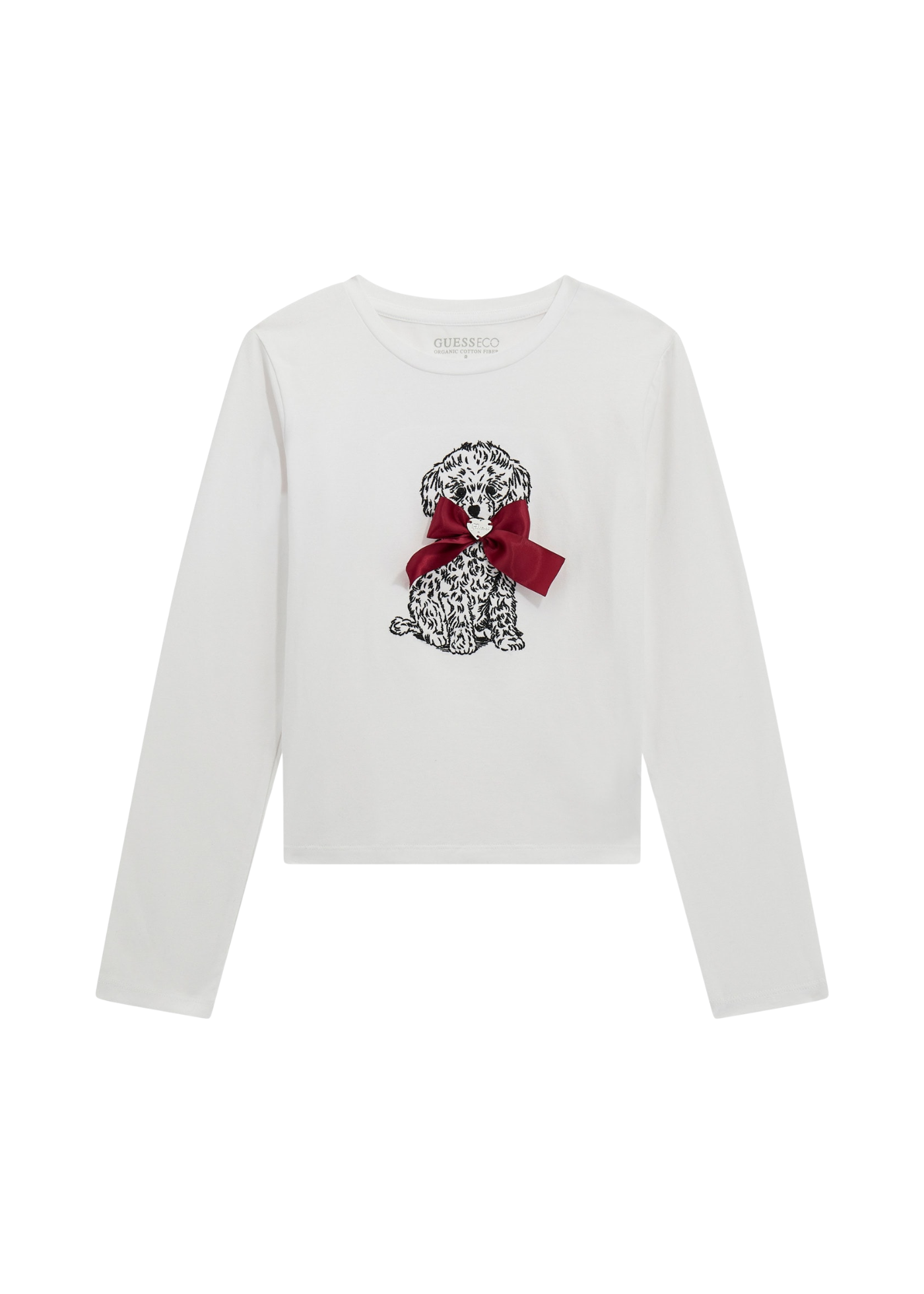 Bluza Alba cu Maneca Lunga cu Imprimeu Catel si Funda Saten J5BI09 J1314 G011 Guess