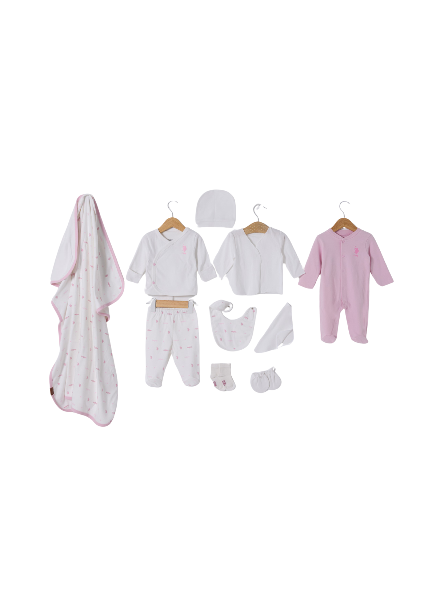 Set 10 Piese Maternitate Ivory cu Imprimeu Logo Roz USB2357 Us Polo Assn