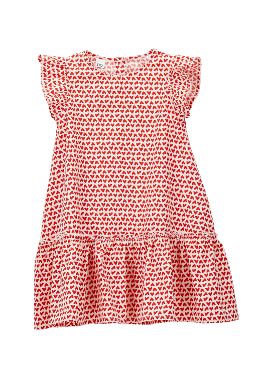 Rochie Fara Maneci Crem cu Inimi Rosii 4.G501/G1 iDO