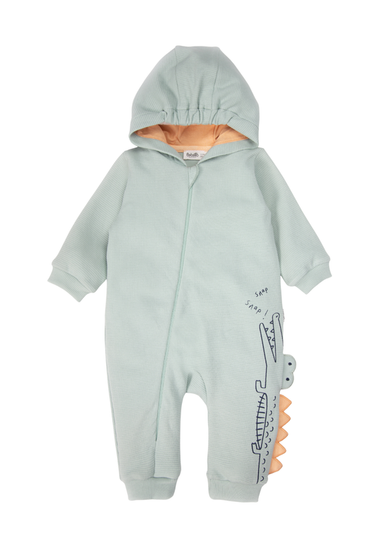 Salopeta cu Gluga si Model Crocodil din Bumbac Vafe pentru Baieti K5435 – Bebetto