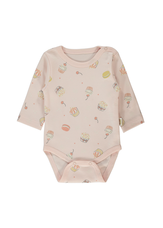 Body Roz cu Maneca Lunga Imprimeu Briose T4085 Bebetto