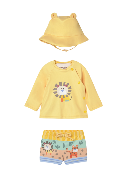 Yellow Swimsuit with Top, Briefs, and Hat 1619 Mayoral