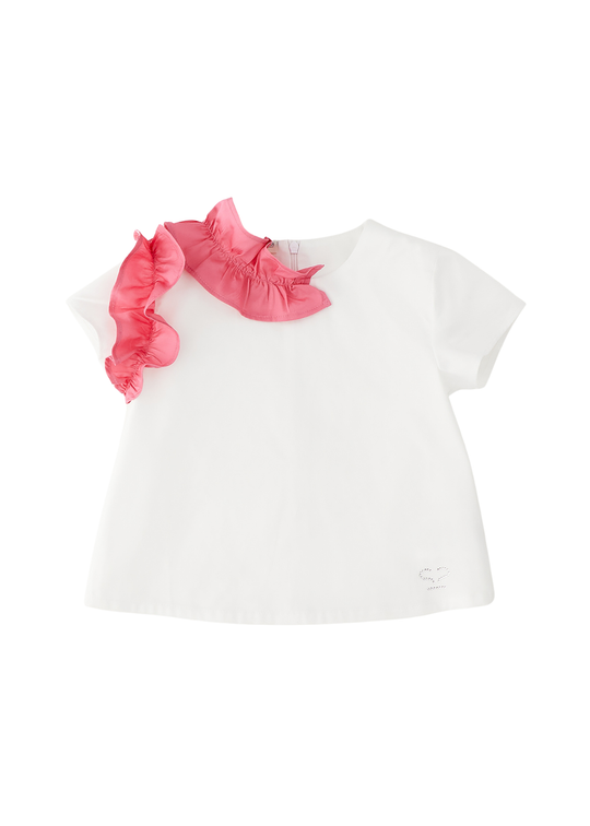 Tricou Alb cu Volan Corai 0.G251/00 Sarabanda