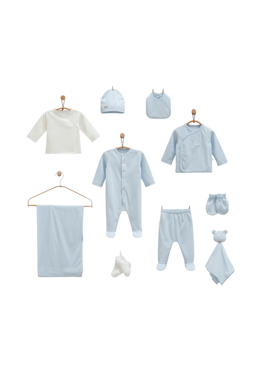 Set 10 Piese Maternitate Bleu cu Urs ZE1455 Mell Sweet Baby