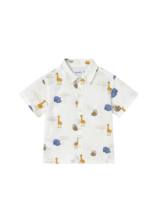 Camasa Maneca Scurta Alba cu Animale Safari 1114 Mayoral