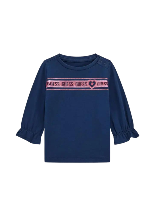 Bluza Bleumarin cu Maneca Lunga cu Logo cu Glitter K5YI23 K6YW4 G7HR Guess