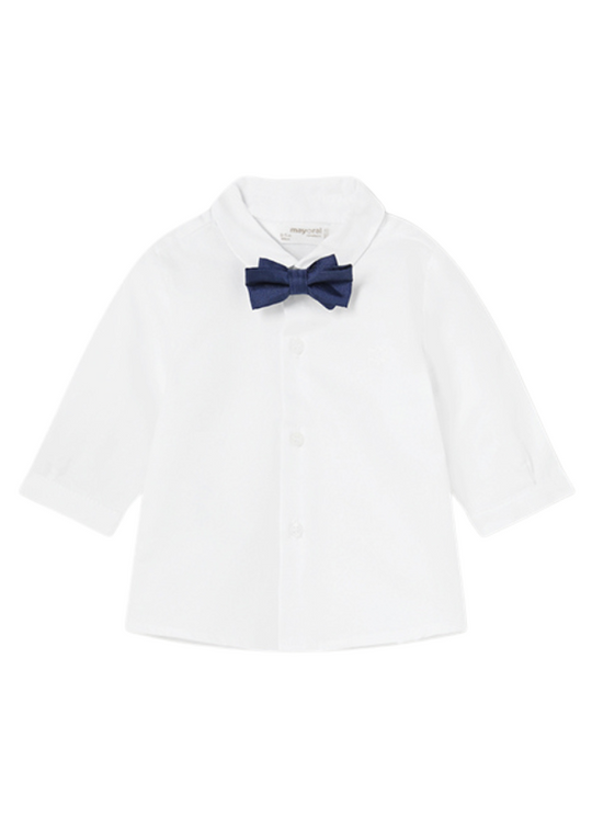 White Long Sleeve Shirt with Navy Blue Bow Tie 2180 col 17 Mayoral