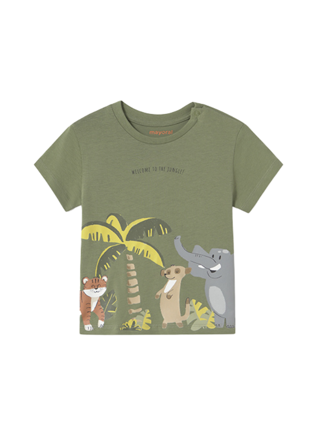 Tricou Verde cu Maneca Scurta cu Imprimeu Jungla 1057 Mayoral
