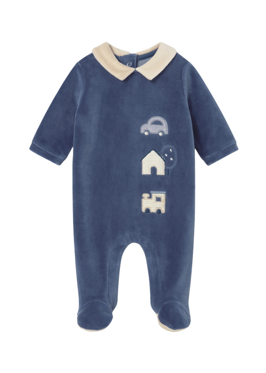 Blue Velour Long Jumpsuit with Cars 2716 Mayoral